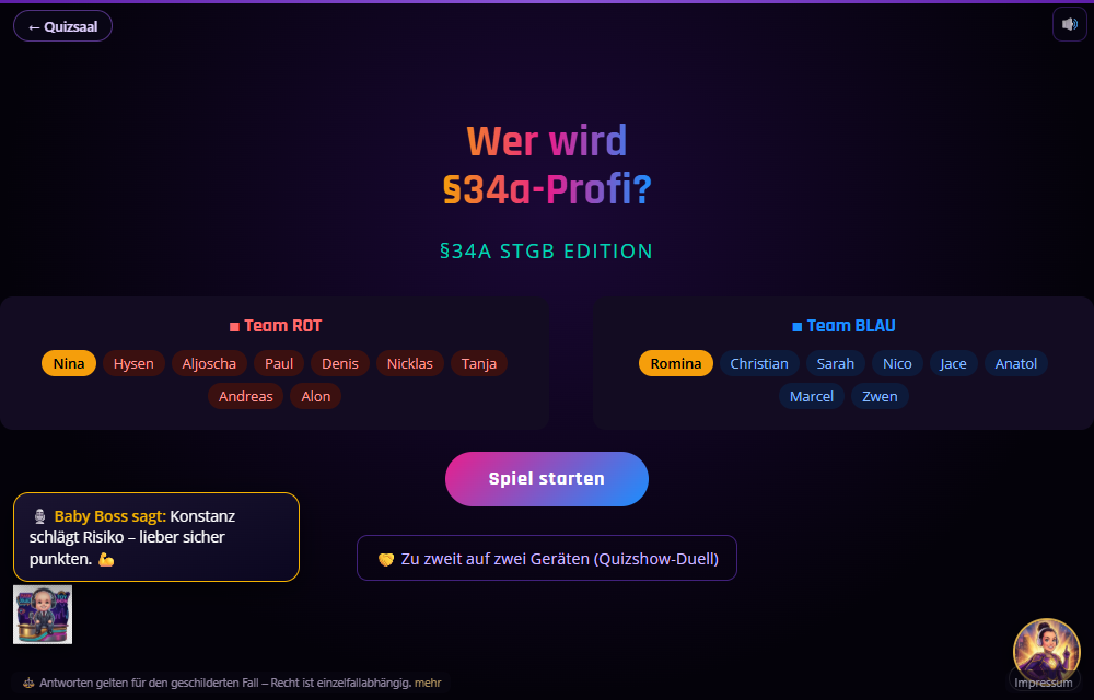 Wer wird §34a-Profi – Quizshow mit Teams